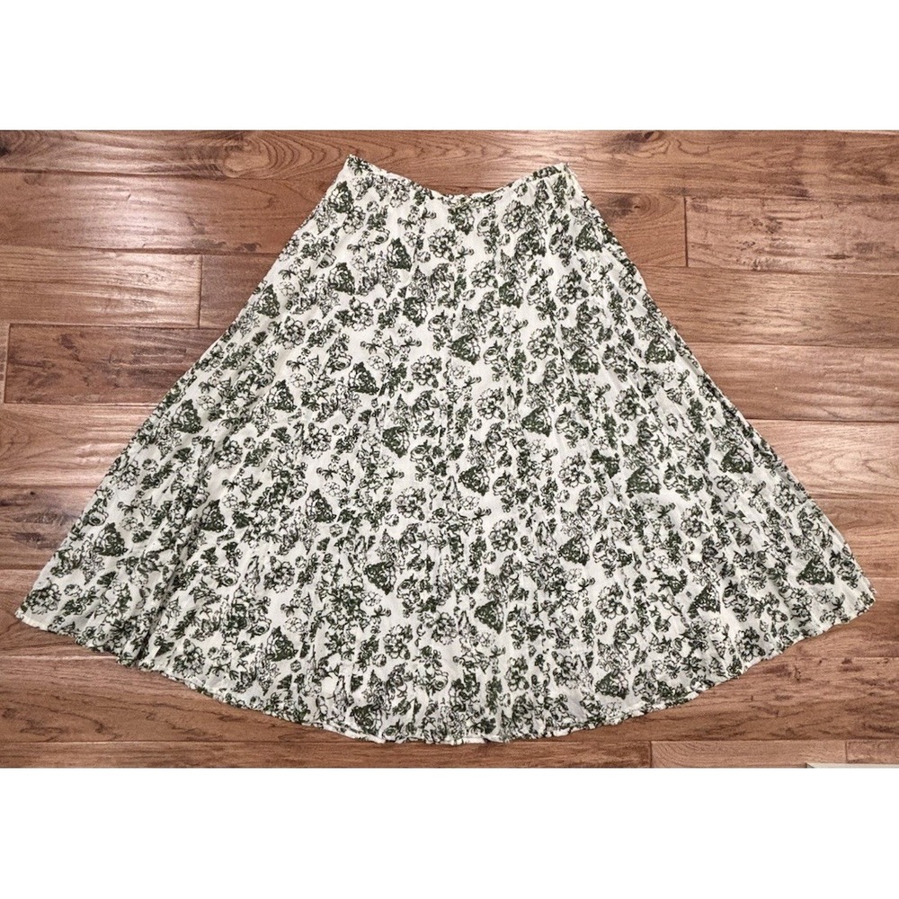 The J Peterman Company Skirt Womens 16 Green Floral Full Long Cotton Maxi